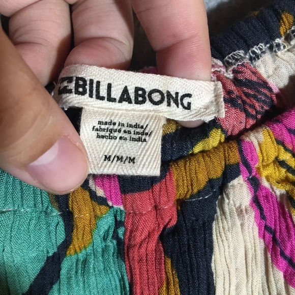 Womens Billabong Blouse Off the Shoulder Colorful Abstract Spring Summer Boho - Picture 4 of 5